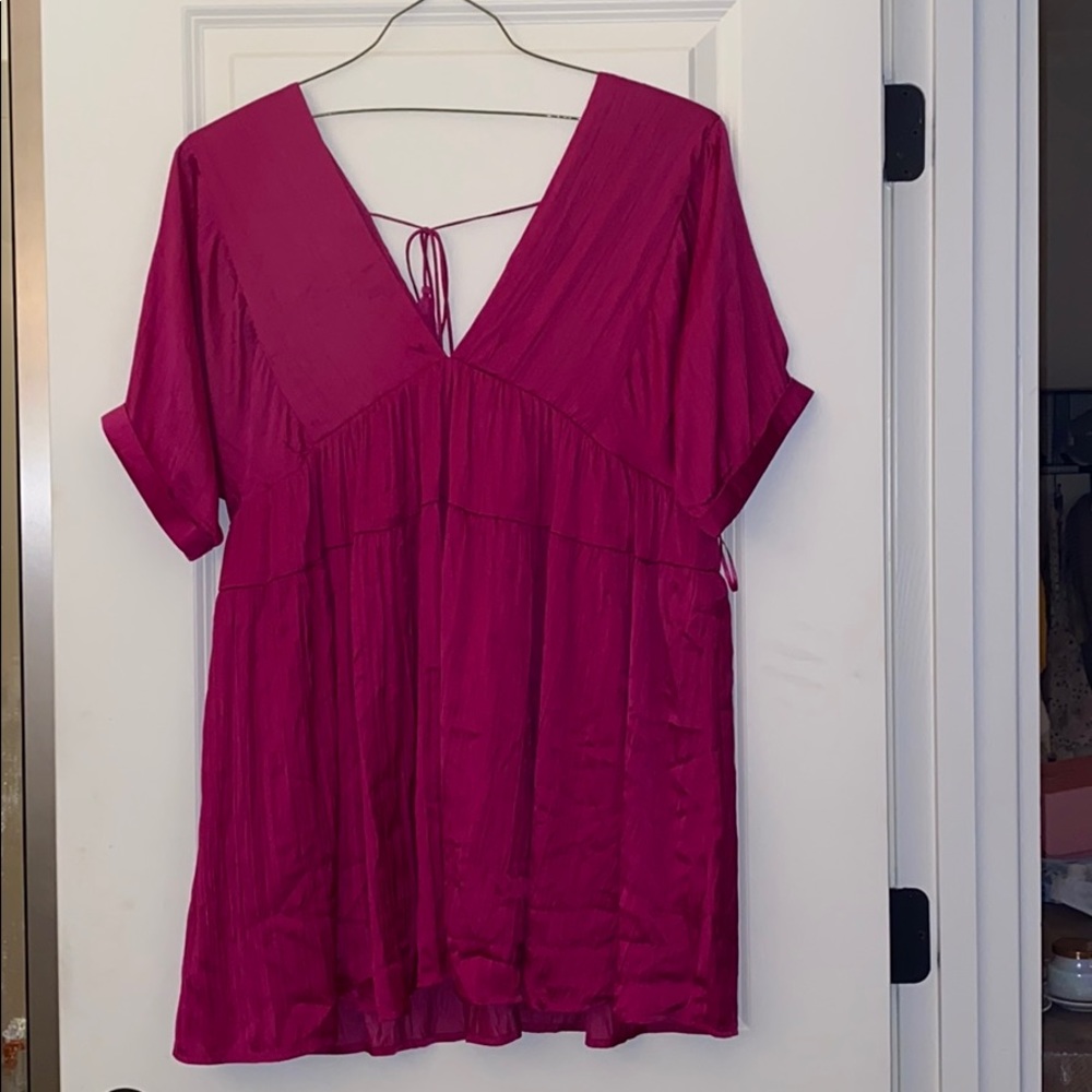 FREE PEOPLE shift pink silk mini dress
